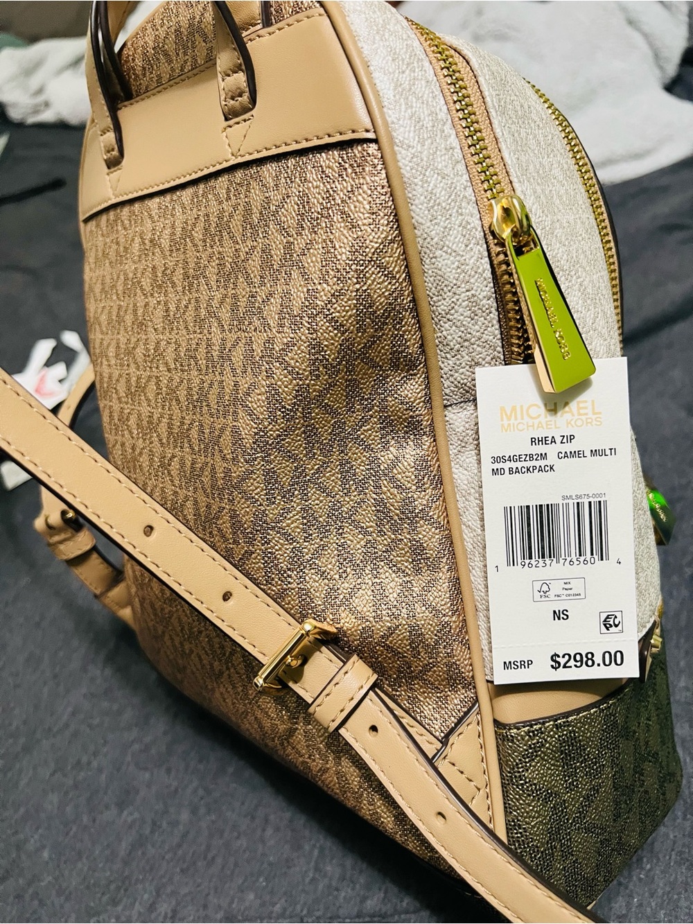 Michael Kors Two-Tone Brown and Gold Backpack - Picture 3 of 12
